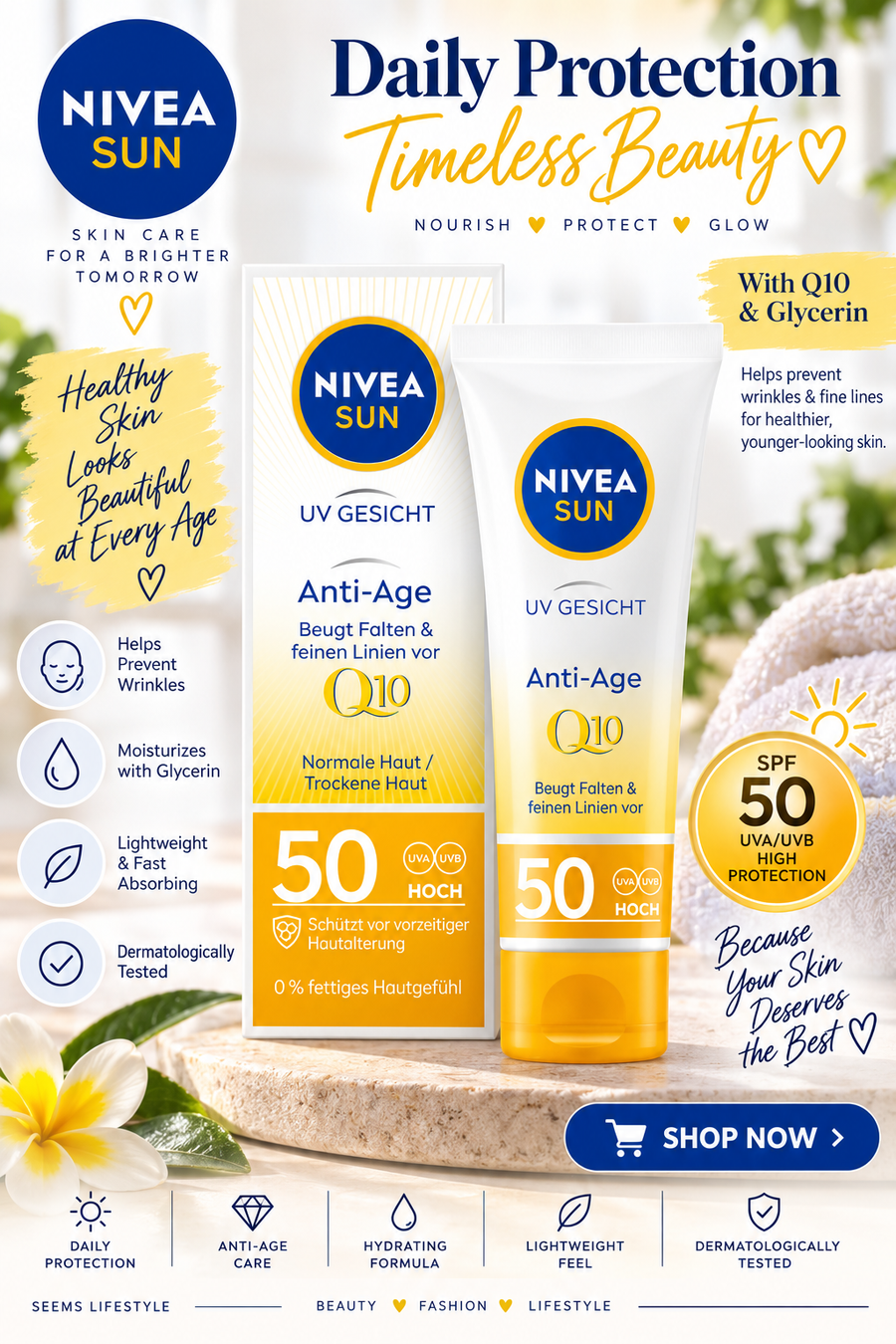 NIVEA SUN Face Q10 Facial Cream for Daily Skin Care