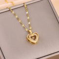 Double-layer Love Necklace With Rhinestones Titanium Steel Pendant - SEEMS Lifestyle