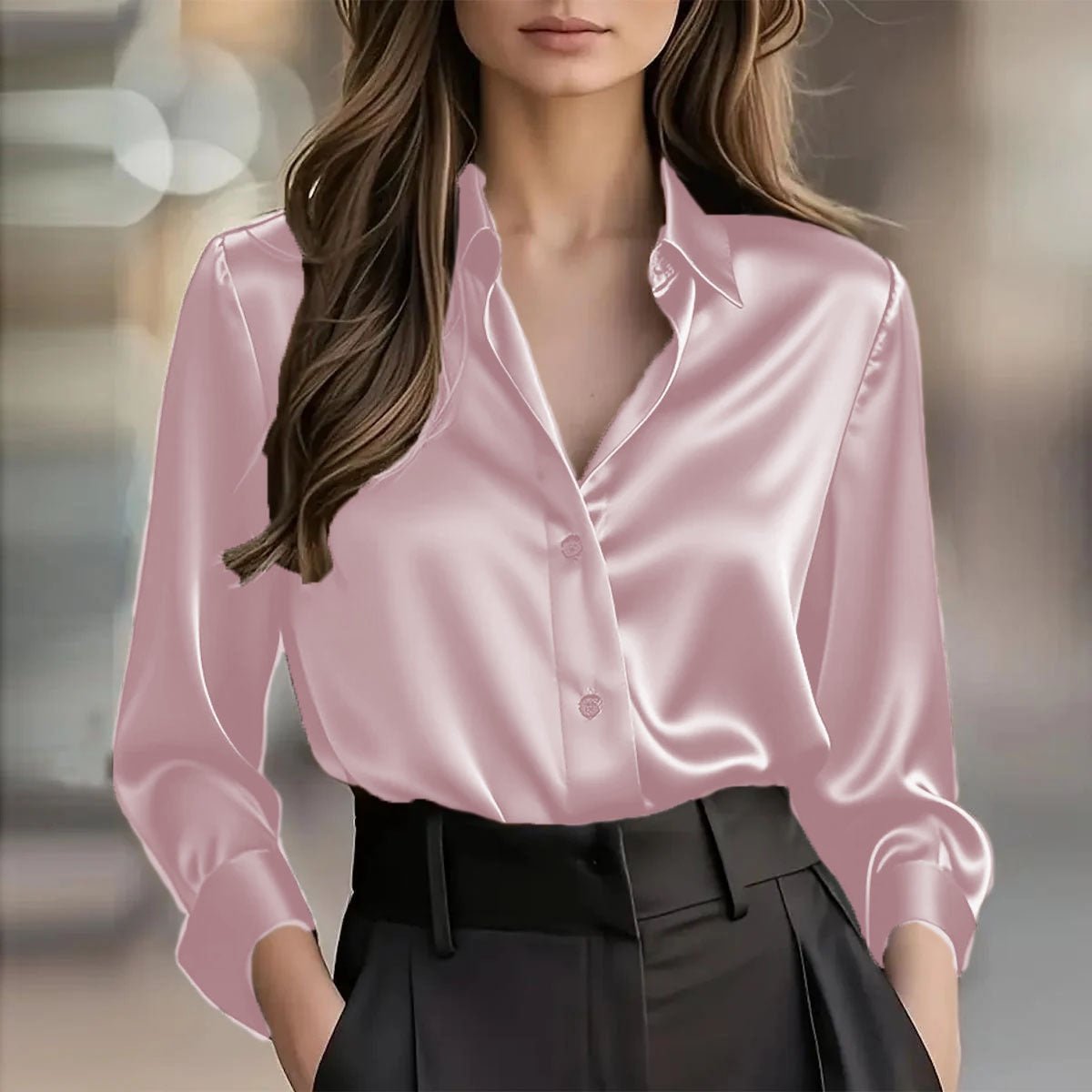 Elegant Satin Long Sleeve Blouse For Women - SEEMS Lifestyle