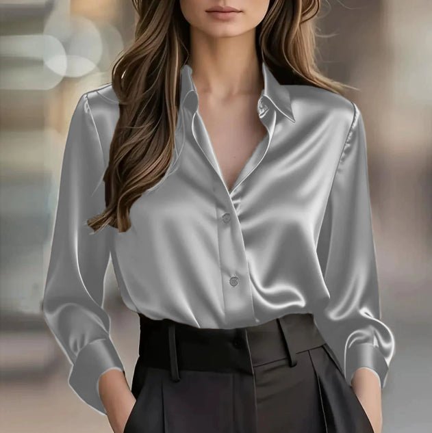 Elegant Satin Long Sleeve Blouse For Women - SEEMS Lifestyle