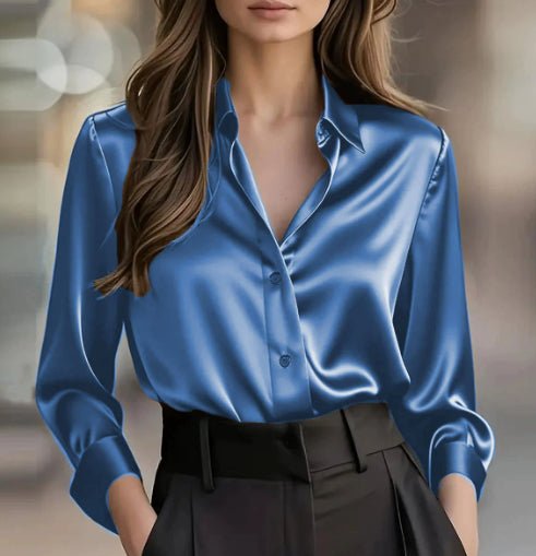 Elegant Satin Long Sleeve Blouse For Women - SEEMS Lifestyle