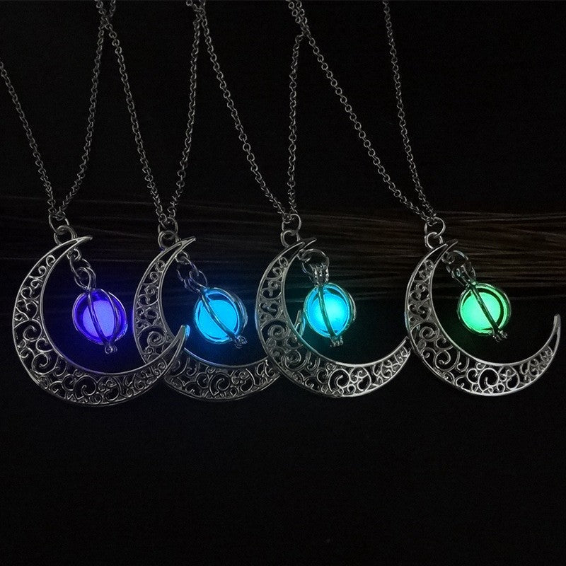 Fashion Moon Natural Glowing Stone Healing Necklace - SEEMS Lifestyle