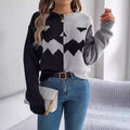 Halloween Contrast-color Pullover Sweater Fashion Long Sleeve Knitted Tops For Womens Clothing - SEEMS Lifestyle