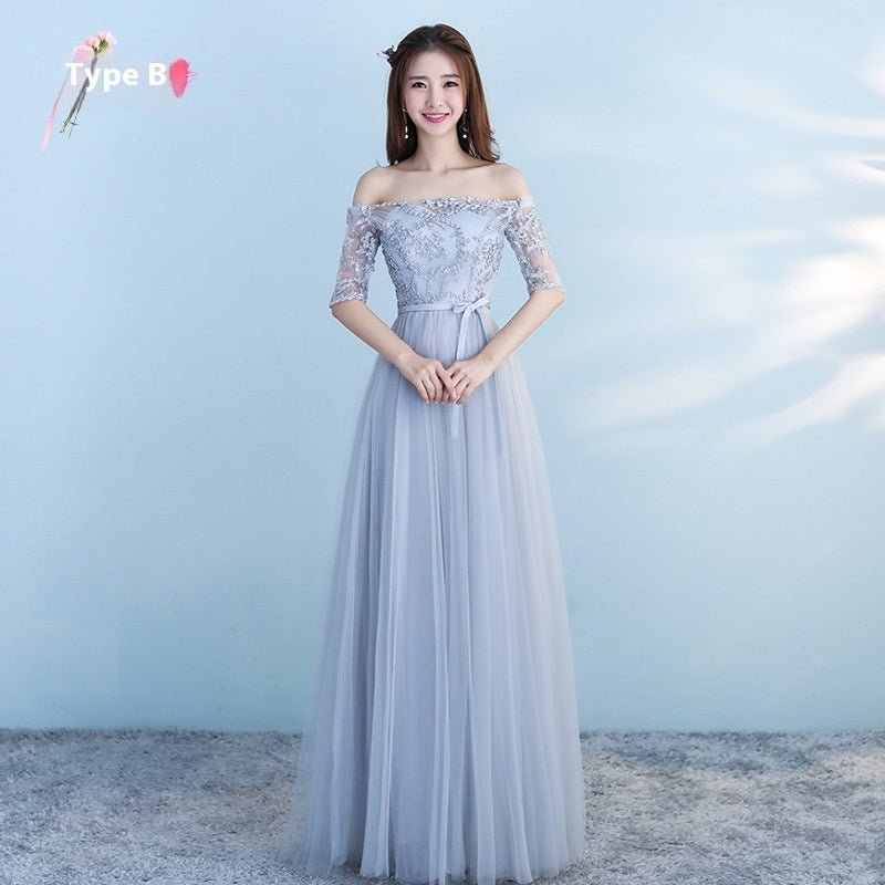 Long Bridesmaid Blue Wedding Dress Girlfriends Party Dress - SEEMS Lifestyle