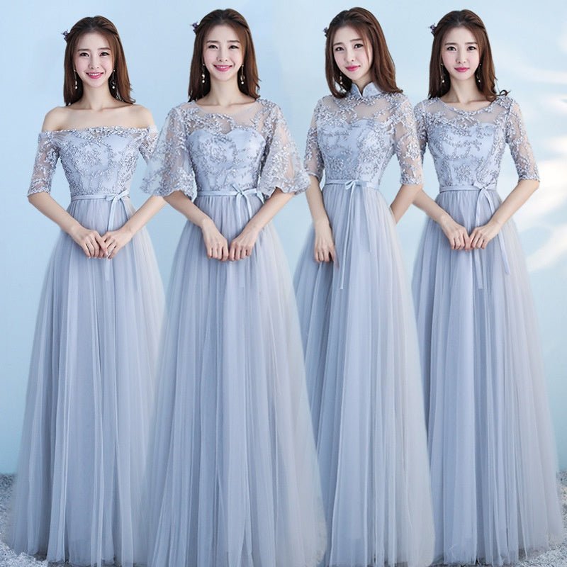Long Bridesmaid Blue Wedding Dress Girlfriends Party Dress - SEEMS Lifestyle