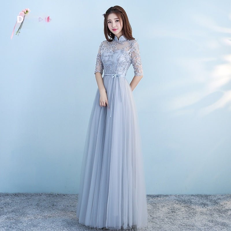 Long Bridesmaid Blue Wedding Dress Girlfriends Party Dress - SEEMS Lifestyle