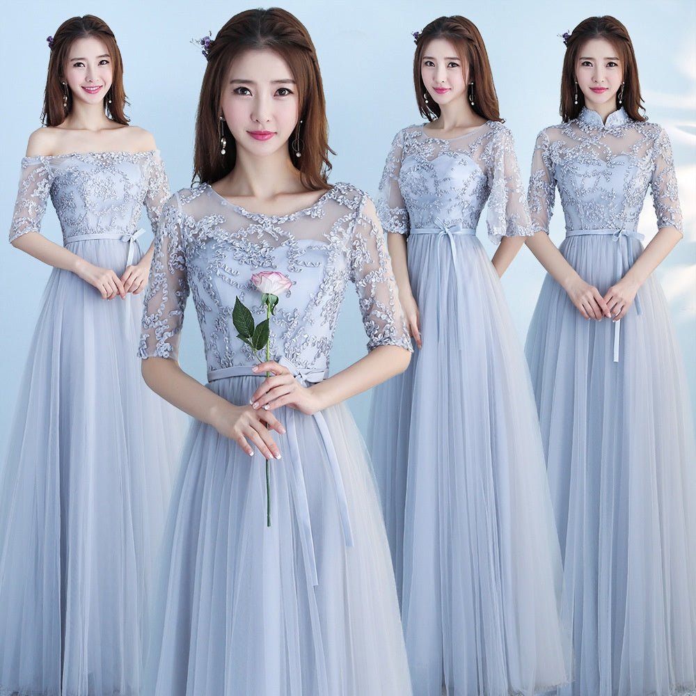 Long Bridesmaid Blue Wedding Dress Girlfriends Party Dress - SEEMS Lifestyle