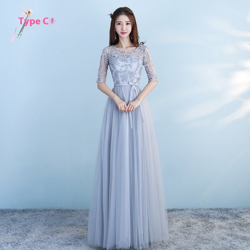 Long Bridesmaid Blue Wedding Dress Girlfriends Party Dress - SEEMS Lifestyle