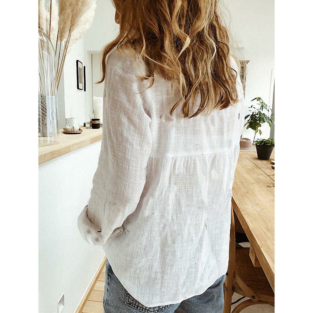 Loose Button Lapel Cardigan Top - SEEMS Lifestyle