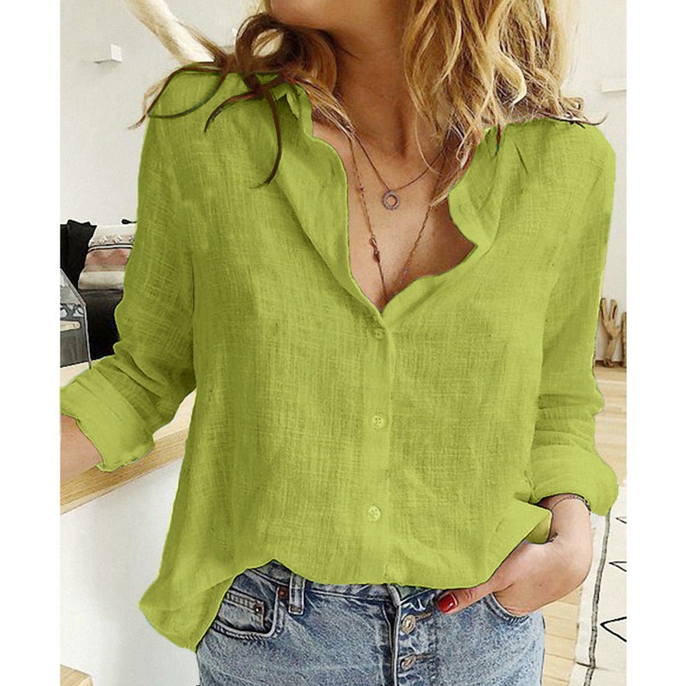 Loose Button Lapel Cardigan Top - SEEMS Lifestyle