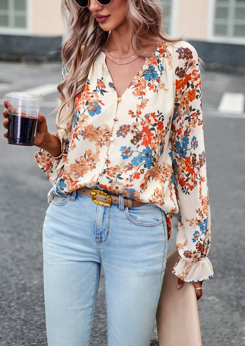 Loose Chiffon Blouses Shirts Tops - SEEMS Lifestyle