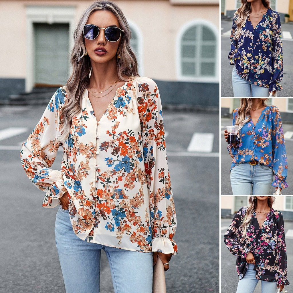 Loose Chiffon Blouses Shirts Tops - SEEMS Lifestyle