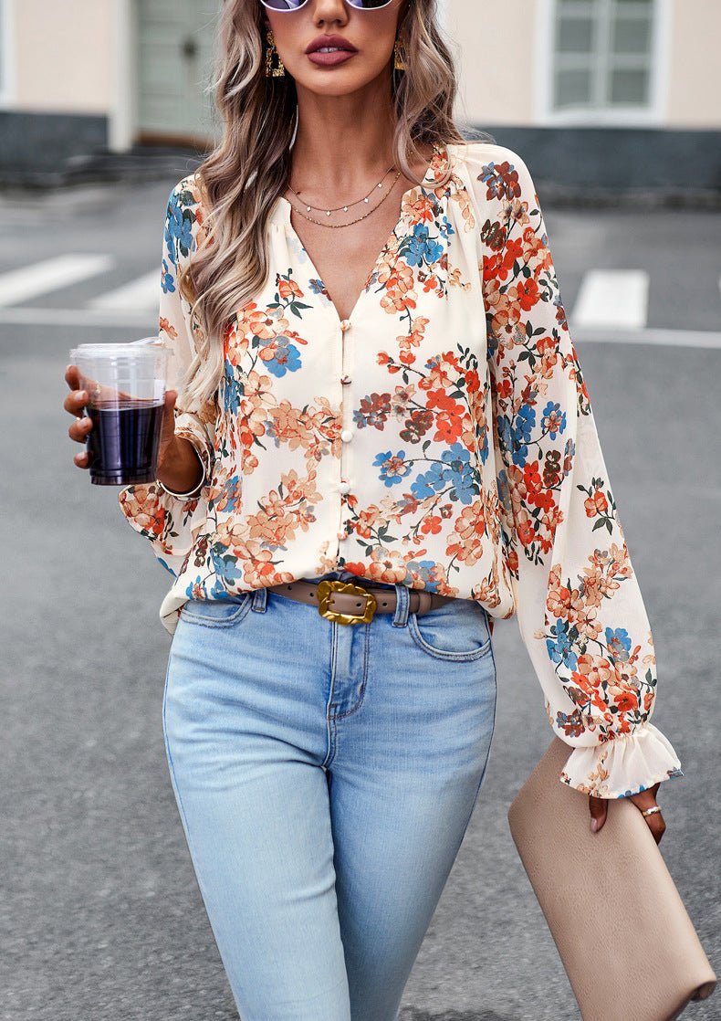 Loose Chiffon Blouses Shirts Tops - SEEMS Lifestyle