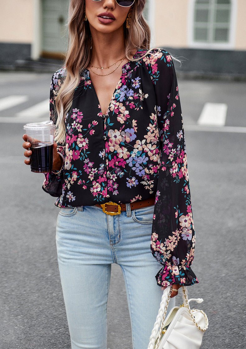 Loose Chiffon Blouses Shirts Tops - SEEMS Lifestyle