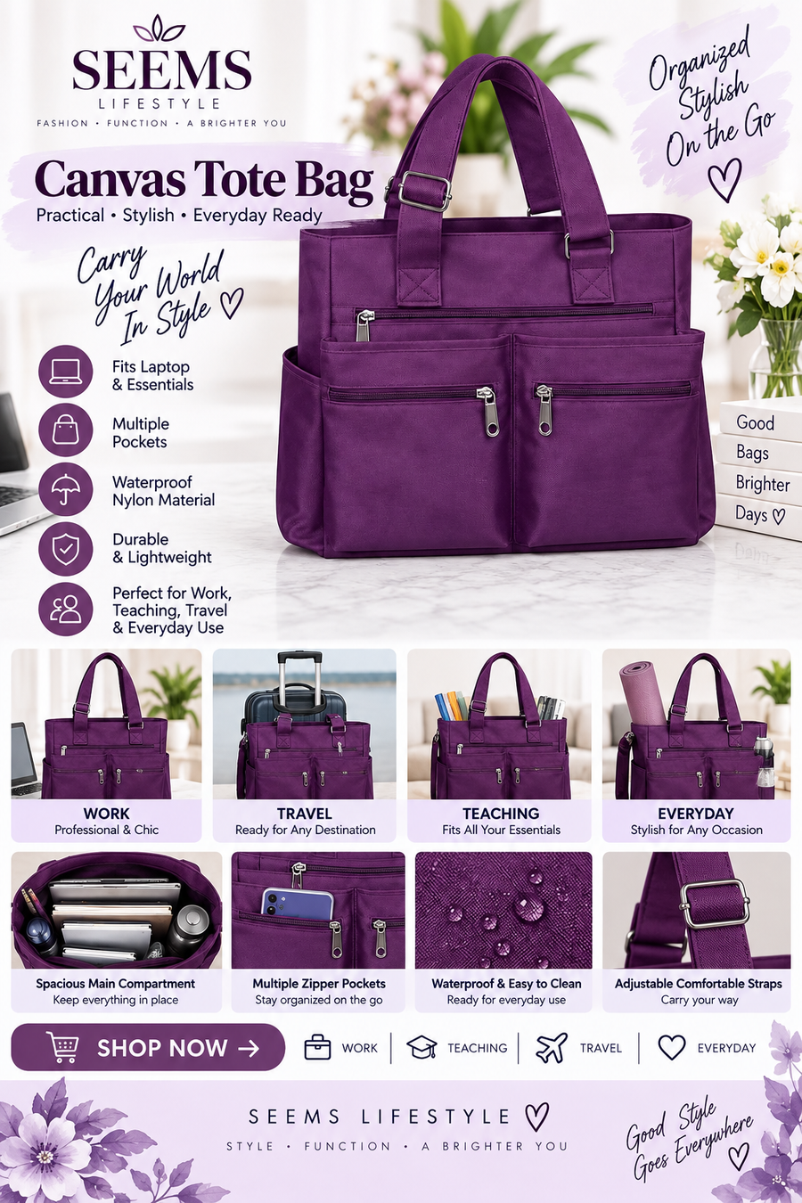 Canvas Tote Bag for Women