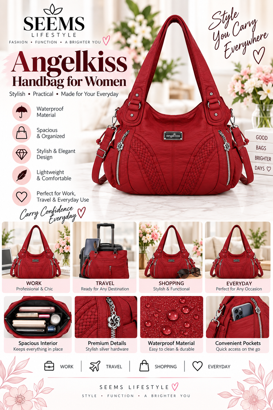 Angelkiss Handbags for Women – Waterproof Shoulder Bag