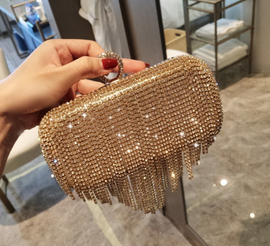 shiny diamond ladies fringed hand bag - SEEMS Lifestyle