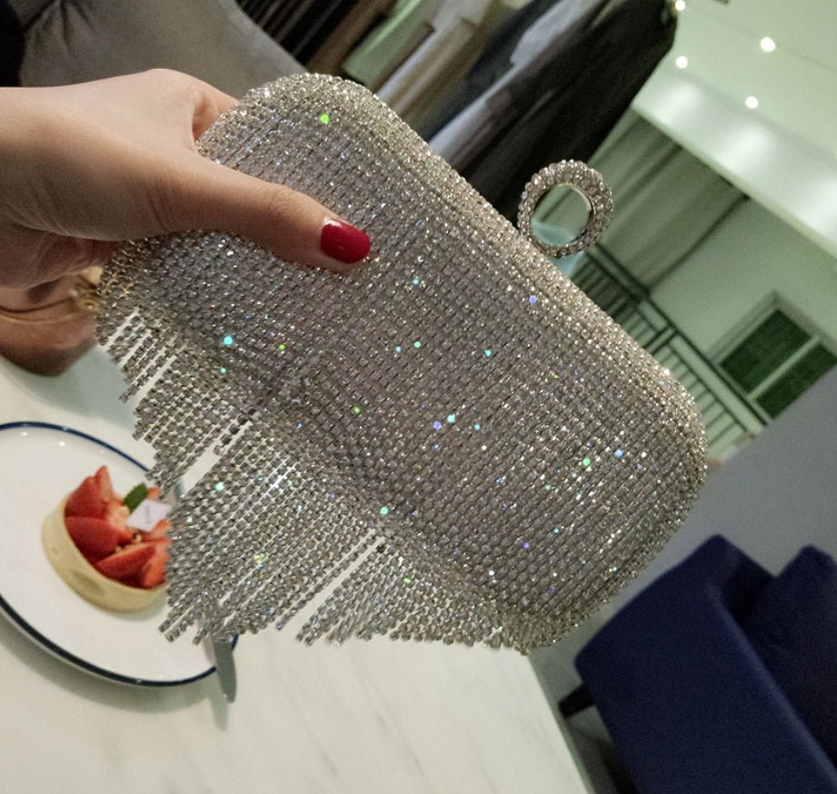 shiny diamond ladies fringed hand bag - SEEMS Lifestyle