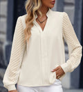 V-neck Long-sleeved Chiffon Shirt - SEEMS Lifestyle