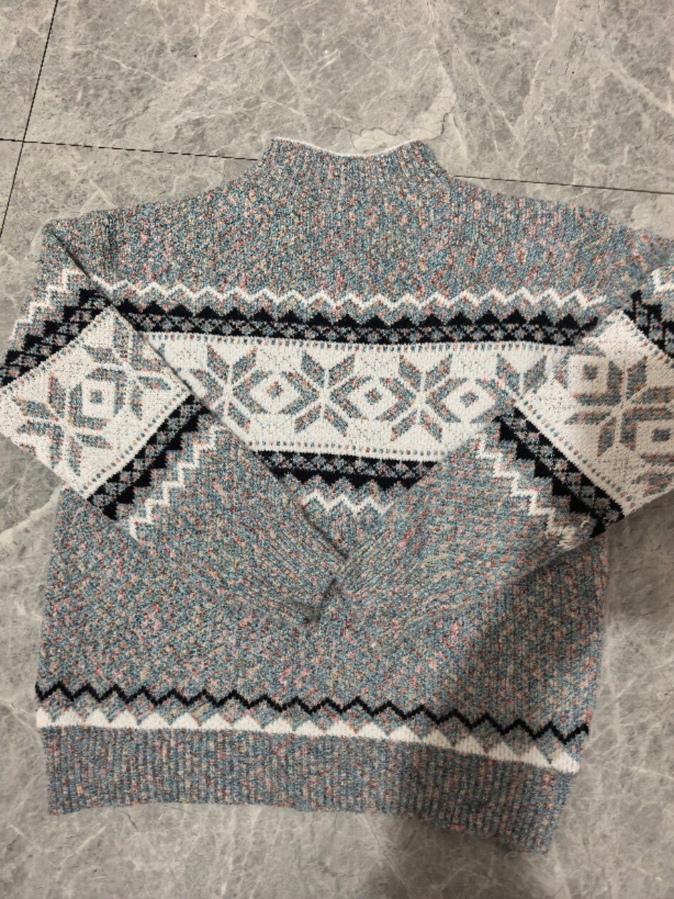 Winter Snowflake Sweater Fashion Half Turtleneck Pullover - SEEMS Lifestyle