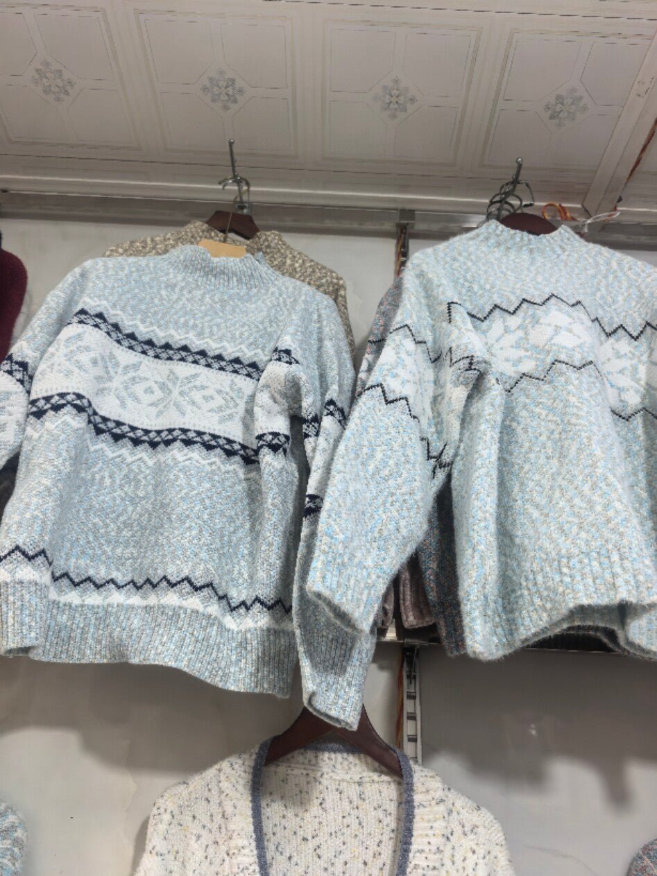 Winter Snowflake Sweater Fashion Half Turtleneck Pullover - SEEMS Lifestyle