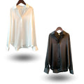 Women's Long-sleeved Satin Shirt - SEEMS Lifestyle