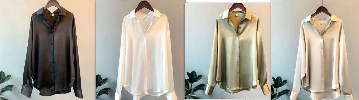 Women's Long-sleeved Satin Shirt - SEEMS Lifestyle