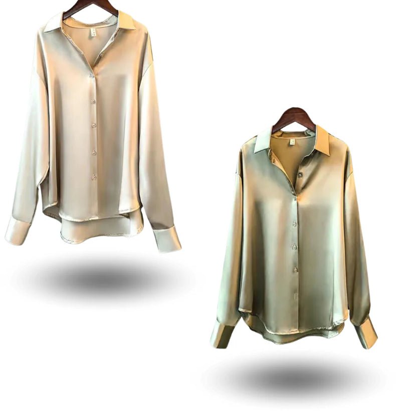 Women's Long-sleeved Satin Shirt - SEEMS Lifestyle